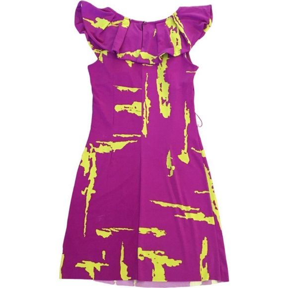 Rampage Tie Dye Pink Dress Ruffle Top Abstract Psychedelic Artsy - Picture 2 of 9